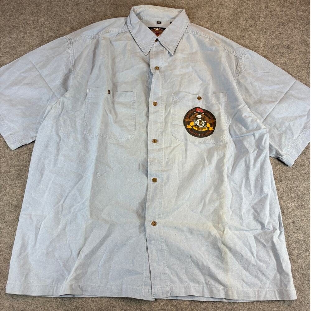VINTAGE Harley Davidson 90th Anniversary Button Up Shirt Men XL Blue Motor Biker